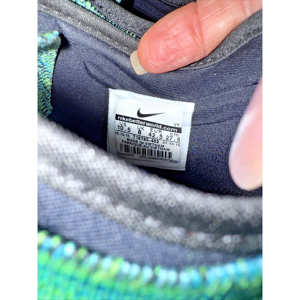 Nike Free TR Flyknit Training Shoes - Women Size 10.5 Green‎ Blue Athletic Shoes - Picture 6 of 10